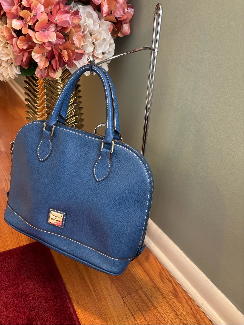 Dooney & Bourke Navy Saffiano Dome Satchel - Picture 2 of 9